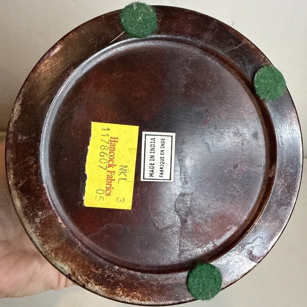 Hancock Fabrics Copper Finish Metal Canister Decorative Lidded Storage Jar India